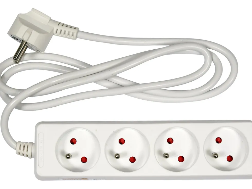 PRZEDŁUŻACZ ELEKTRYCZNY, BIAŁY, 4 GNIAZDA Z UZIEMIENIEM, 1,5 M