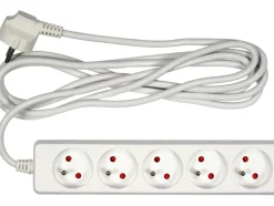 PRZEDŁUŻACZ ELEKTRYCZNY, BIAŁY, 5 GNIAZD Z UZIEMIENIEM, 3M