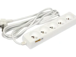 PRZEDŁUŻACZ ELEKTRYCZNY, BIAŁY, 5 GNIAZD Z UZIEMIENIEM, 3M