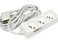 PRZEDŁUŻACZ ELEKTRYCZNY, BIAŁY, 3 GNIAZDA Z UZIEMIENIEM, 3M
