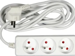 PRZEDŁUŻACZ ELEKTRYCZNY, BIAŁY, 3 GNIAZDA Z UZIEMIENIEM, 3M
