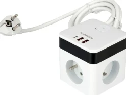 PRZEDŁUŻACZ KOSTKA Z USB 3 GNIAZDA Z/U 1,5M