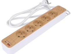 PRZEDŁUŻACZ Z USB LISTWA ZASILAJĄCA 5 GNIAZD Z/U 1,4M IMITACJA DREWNA