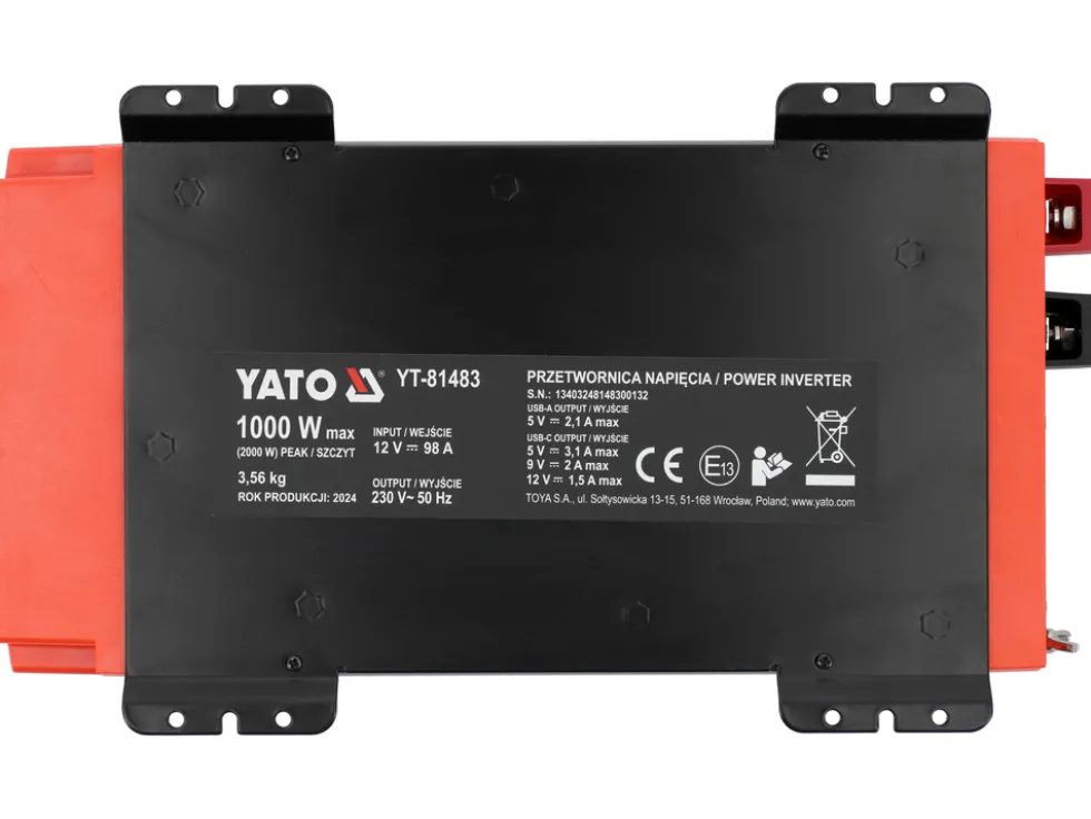 PRZETWORNICA NAPIĘCIA 12/230V 1000W CZYSTY SINUS