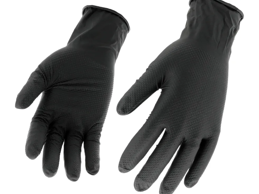 RĘKAWICE NITRYLOWE MOCNE TEKSTURA DIAMENTU 50 SZT ROZM. XL (10)