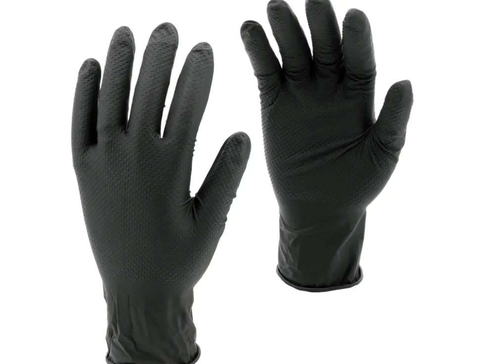 RĘKAWICE NITRYLOWE MOCNE TEKSTURA DIAMENTU 50 SZT ROZM. XL (10)