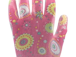 RĘKAWICE OGRODNICZE KWIATKI - CIEMNY RÓŻ