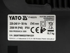 ROZDRABNIACZ ELEKTRYCZNY 2500 W, MOC-2500 W, MAKS. ŚREDNICA CIĘCIA: 45 MM