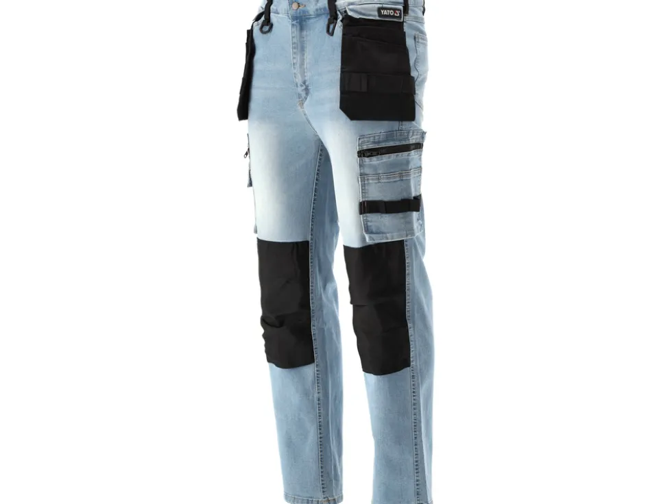 SPODNIE ROBOCZE MONTERSKIE STRETCH JEANS LIGHT BLUE ROZM. XL
