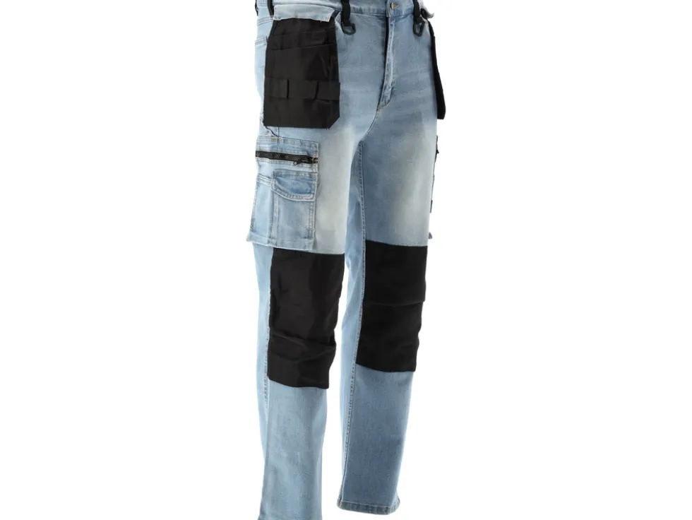 SPODNIE ROBOCZE MONTERSKIE STRETCH JEANS LIGHT BLUE ROZM. L/XL