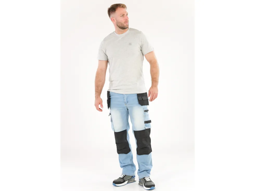 SPODNIE ROBOCZE MONTERSKIE STRETCH JEANS LIGHT BLUE ROZM. 2XL
