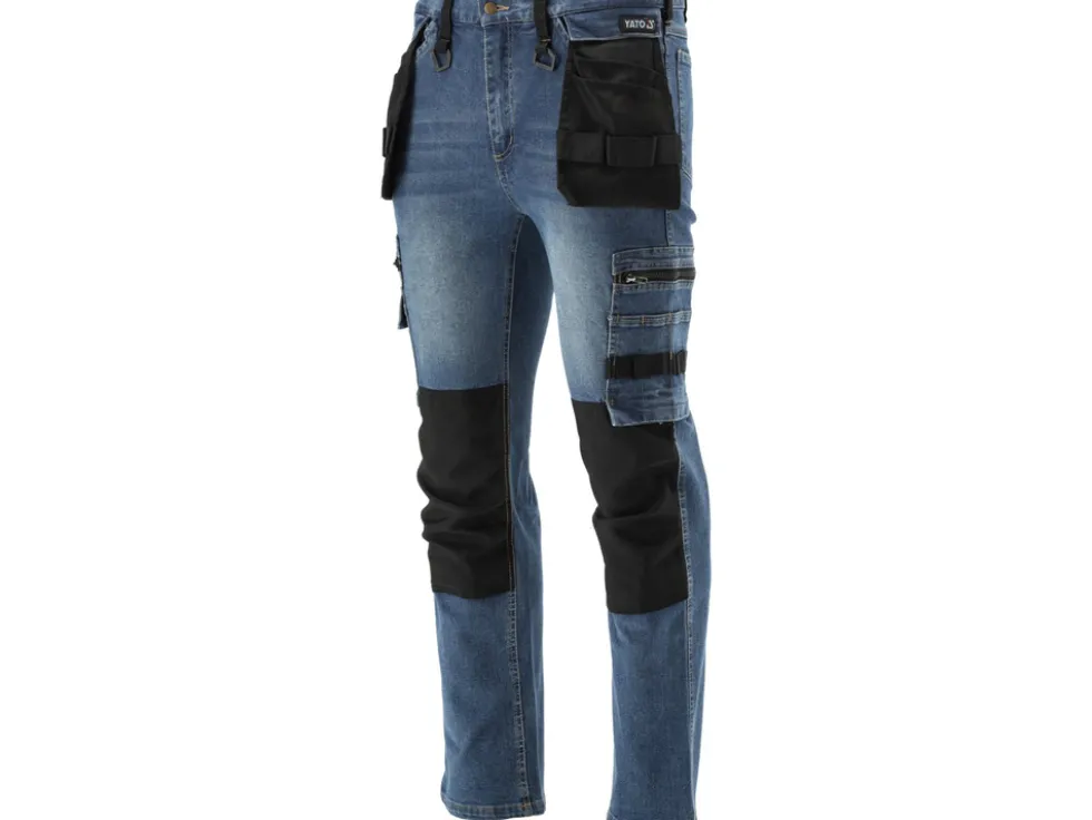SPODNIE ROBOCZE MONTERSKIE STRETCH JEANS DARK BLUE ROZM. L/XL