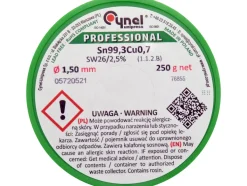 SPOIWO, DRUT LUTOWNICZY BEZOŁOWIOWY Z TOPNIKIEM NA SZPULI 1,5MM, 250G, SN99,3CU0,7