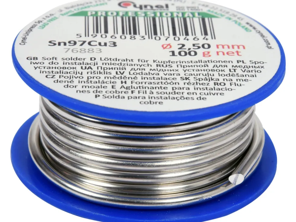 SPOIWO, DRUT LUTOWNICZY DO INSTALACJI MIEDZIANYCH NA SZPULI 2,5MM, 100G, SN97CU3