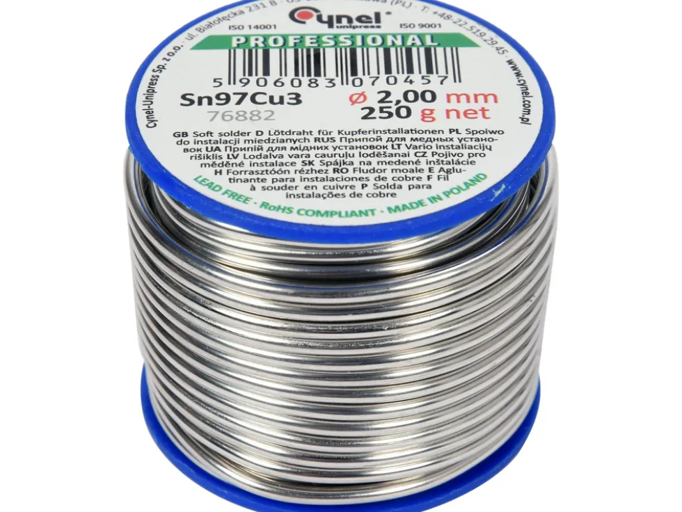 SPOIWO, DRUT LUTOWNICZY DO INSTALACJI MIEDZIANYCH NA SZPULI 2,0MM, 250G, SN97CU3