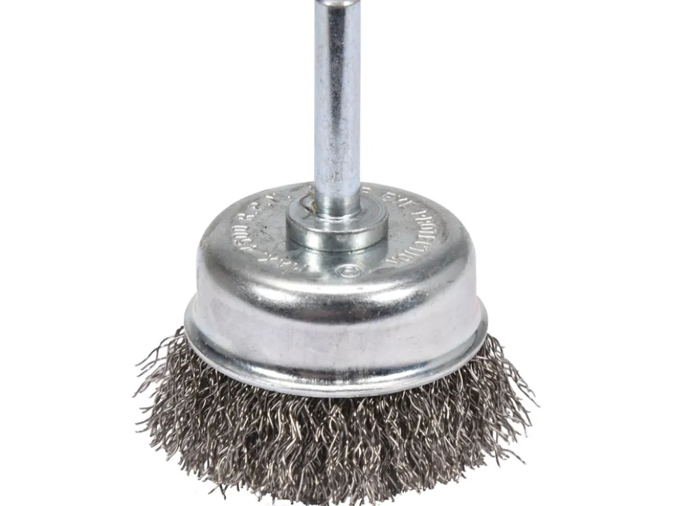 SZCZOTKA CZOŁOWA Z TRZPIENIEM 50MM INOX NA WIERTARKĘ