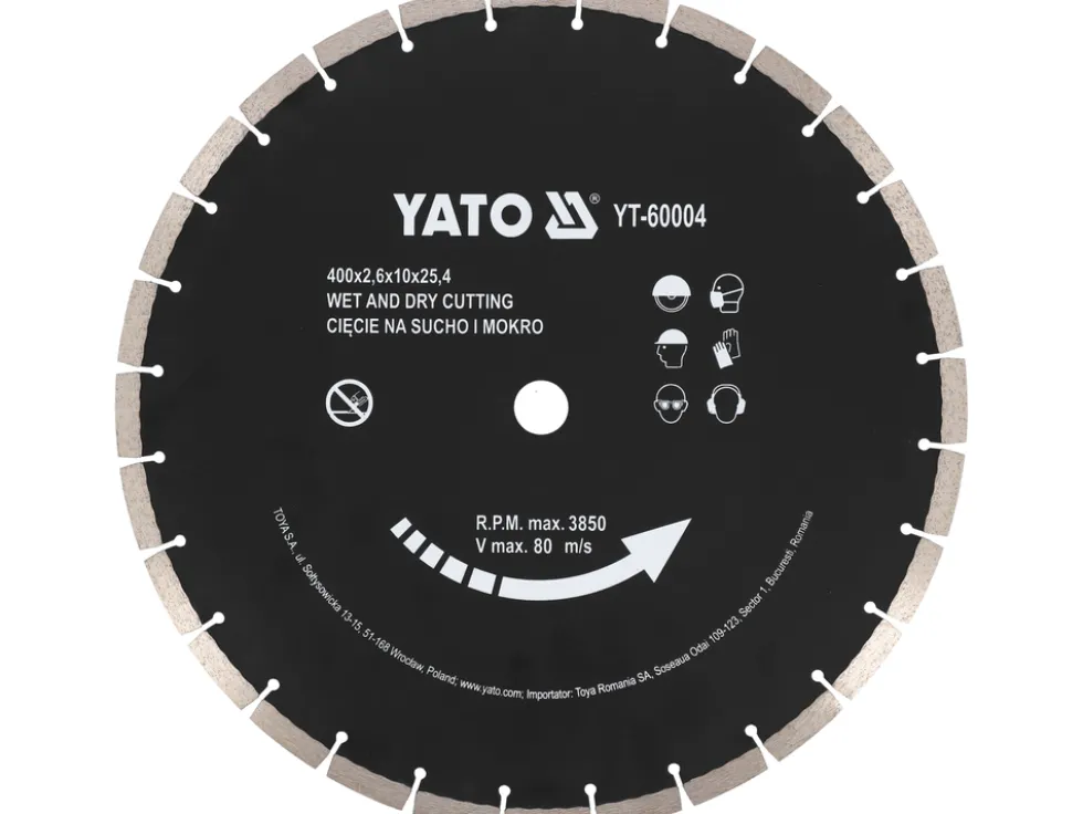 TARCZA DIAMENTOWA DO BETONU 400X25,4MM, CIĘCIE NA SUCHO I NA MOKRO