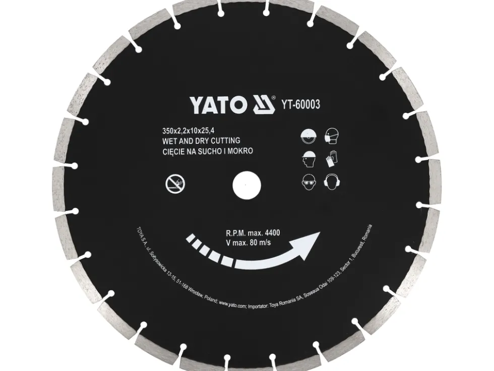 TARCZA DIAMENTOWA DO BETONU 350X25,4MM, CIĘCIE NA SUCHO I NA MOKRO