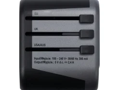 UNIWERSALNY ADAPTER PODRÓŻNY DO PONAD 150 KRAJÓW Z ŁADOWARKĄ 2 X USB 5V/2,4A