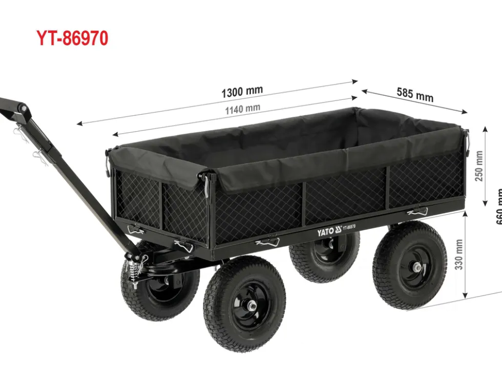 WÓZEK OGRODOWY XL 450KG Z POKROWCEM KOŁA 13"