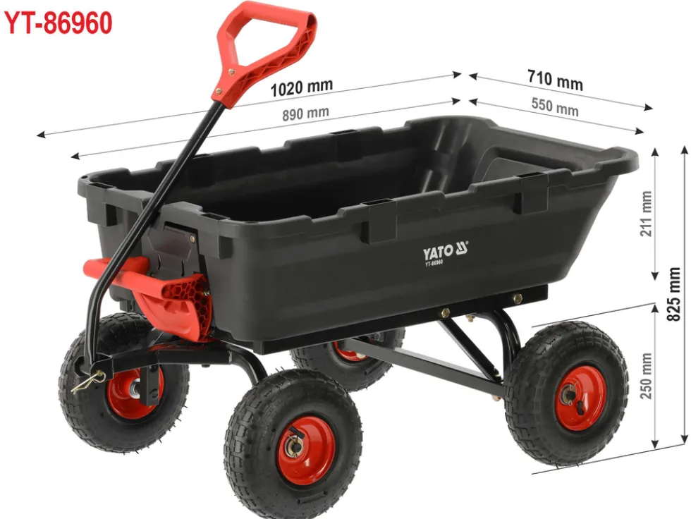 WÓZEK OGRODOWY Z WYWROTKĄ XL 350KG KOŁA 10"