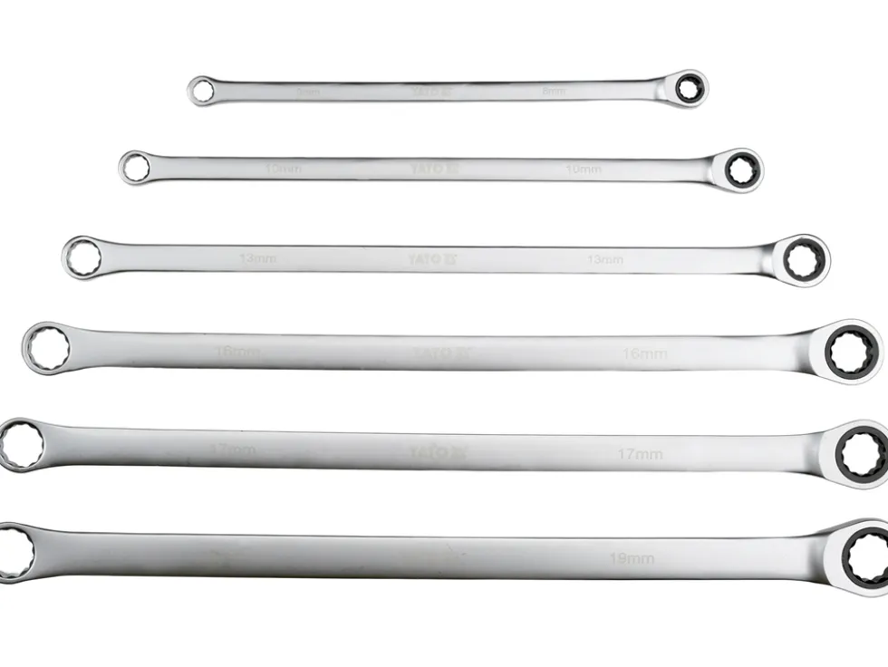 ZESTAW KLUCZY OCZKOWYCH, DŁUGICH Z GRZECHOTKĄ 8-19MM, 6 SZT.