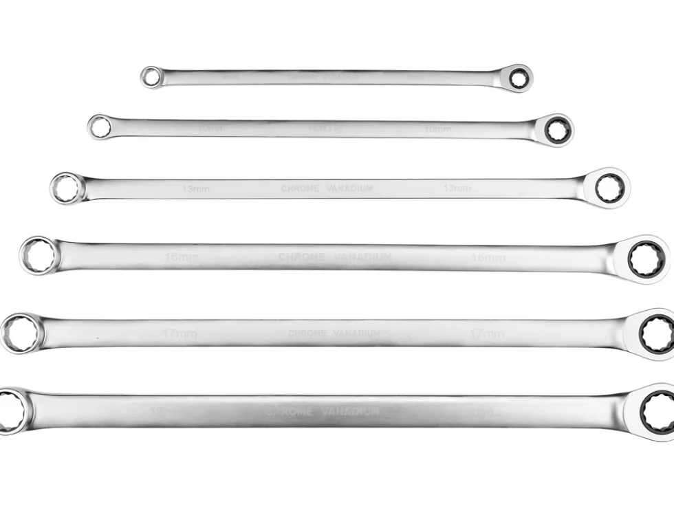 ZESTAW KLUCZY OCZKOWYCH, DŁUGICH Z GRZECHOTKĄ 8-19MM, 6 SZT.