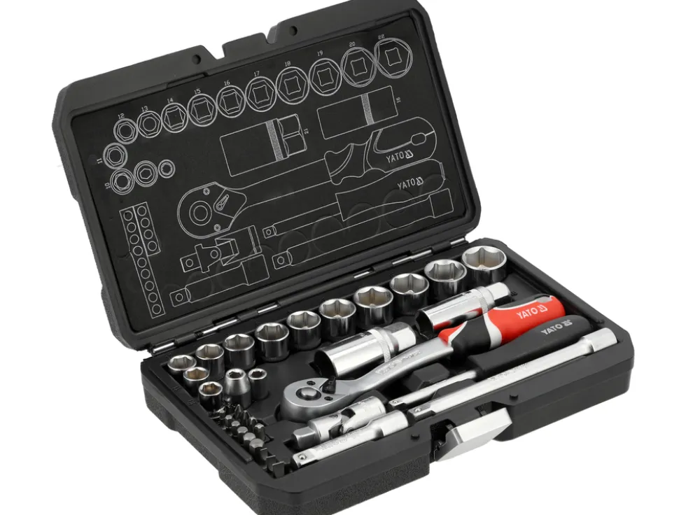 ZESTAW NARZĘDZIOWY 1/4"; 3/8" 34 ELEMENTY