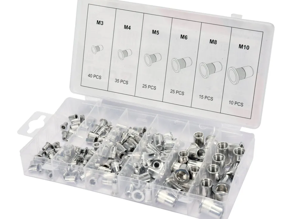 ZESTAW NITONAKRĘTEK ALUMINIOWYCH M3- M10, 150SZT