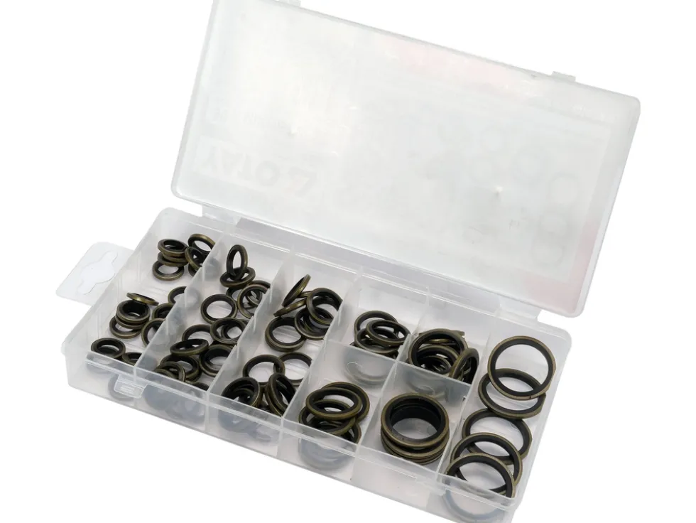 ZESTAW PODKŁADEK METALOWO GUMOWYCH. 90 SZTUK. MIX ROZMIARÓW